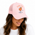 Casquette trucker femme rose pastel Spritz : motif verre de spritz orange