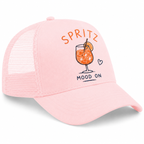 Casquette trucker femme rose pastel Spritz : vue de face du motif spritz