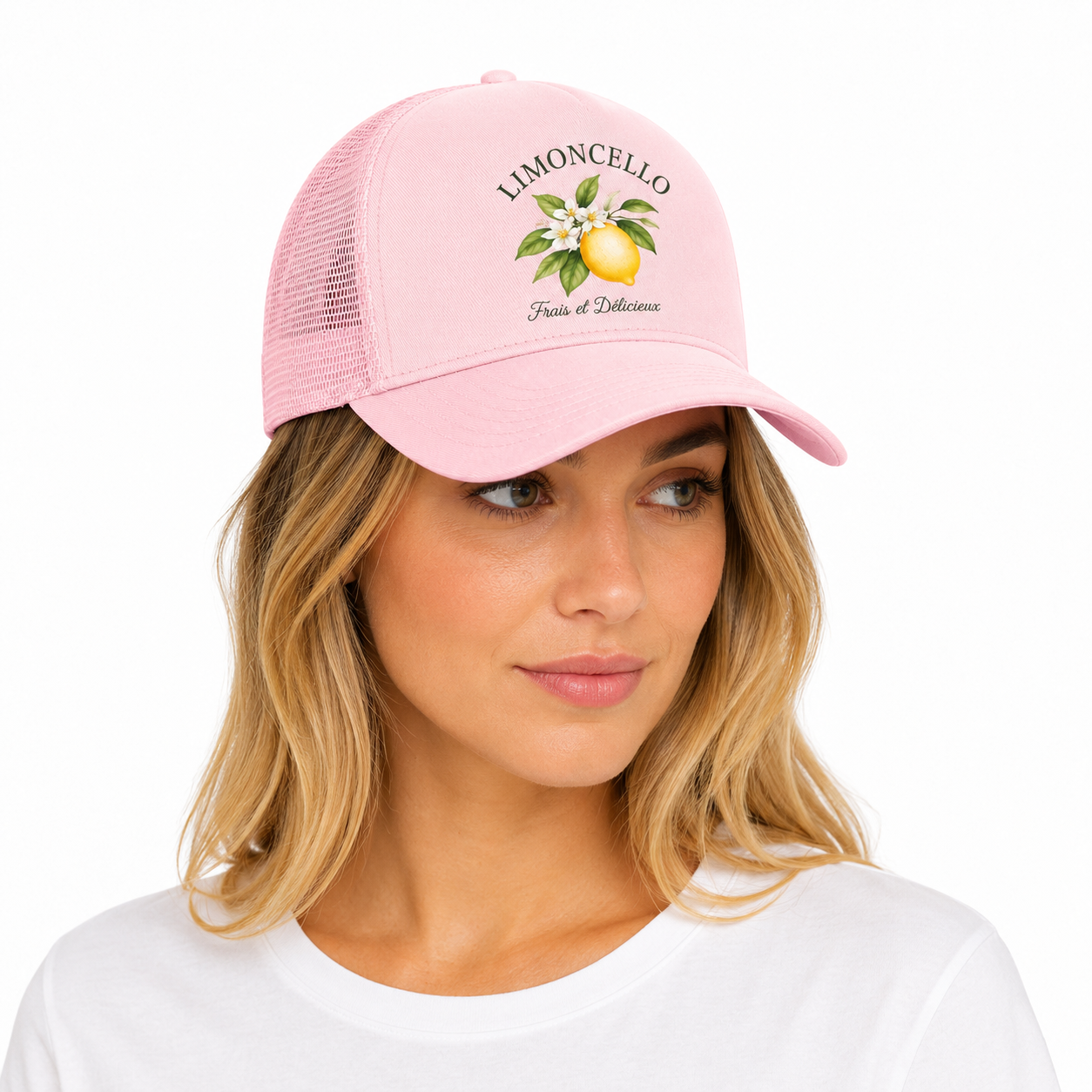 Casquette trucker Limoncello : coloris vert avec motif citron