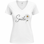 T-shirt femme Smile Marguerite : détail de la fleur smiley