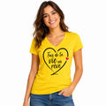 T-shirt femme jaune Fais de ta Vie un Rêve : cœur et slogan, col V