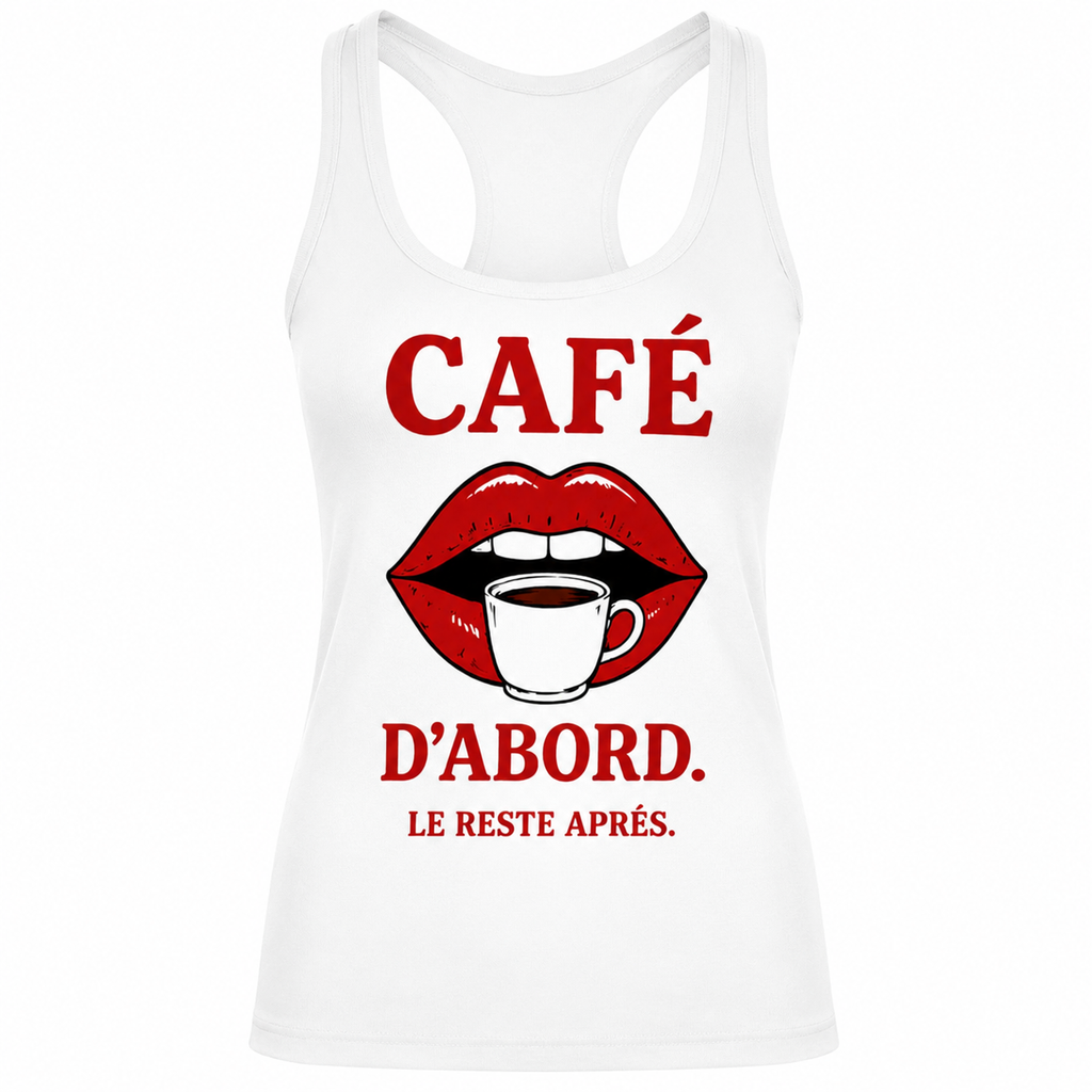 Débardeur Café d'Abord, débardeur femme imprimé en France — autre vue