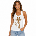 Débardeur femme Girafe Bohème, dos nageur : girafe couronnée de fleurs et branche feuillue, ton doré monochrome