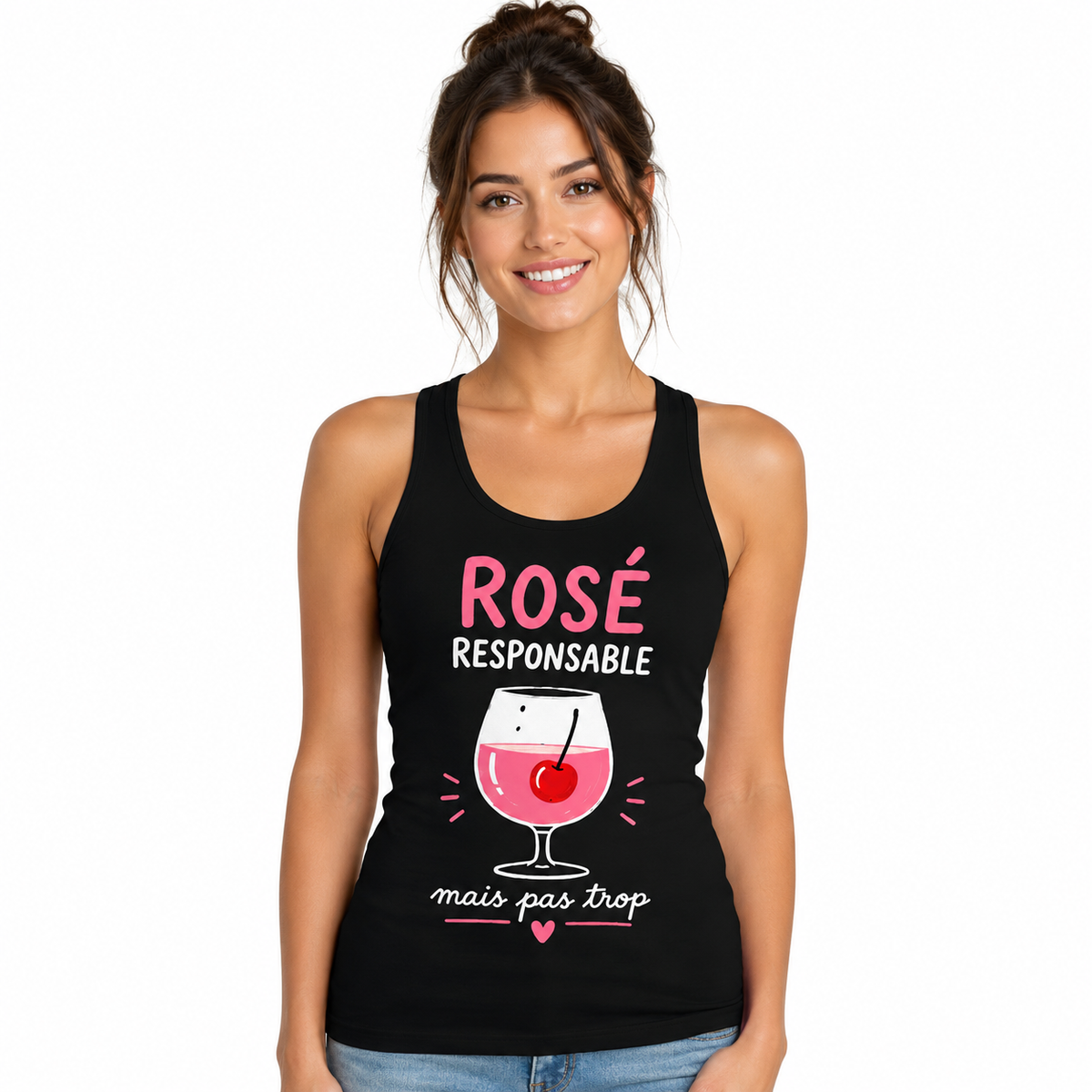 Débardeur Rosé Responsable, débardeur femme imprimé en France