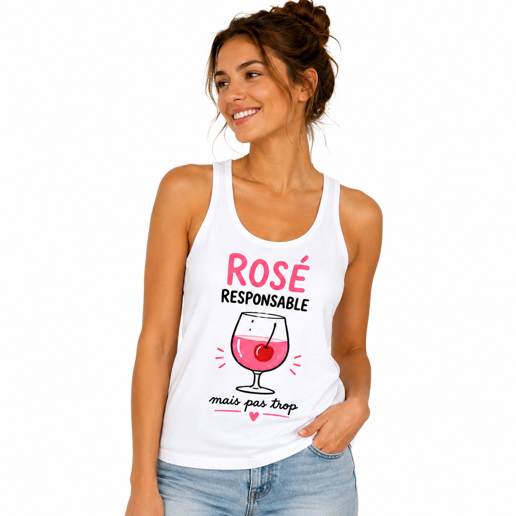 Débardeur Rosé Responsable, débardeur femme imprimé en France — autre vue