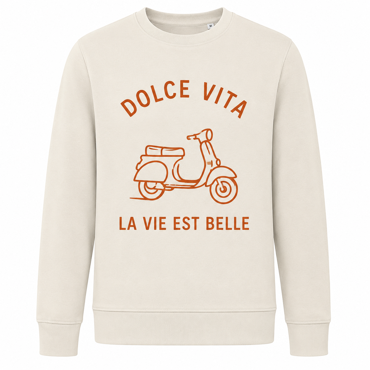 Sweat écru Dolce Vita : slogan Dolce Vita