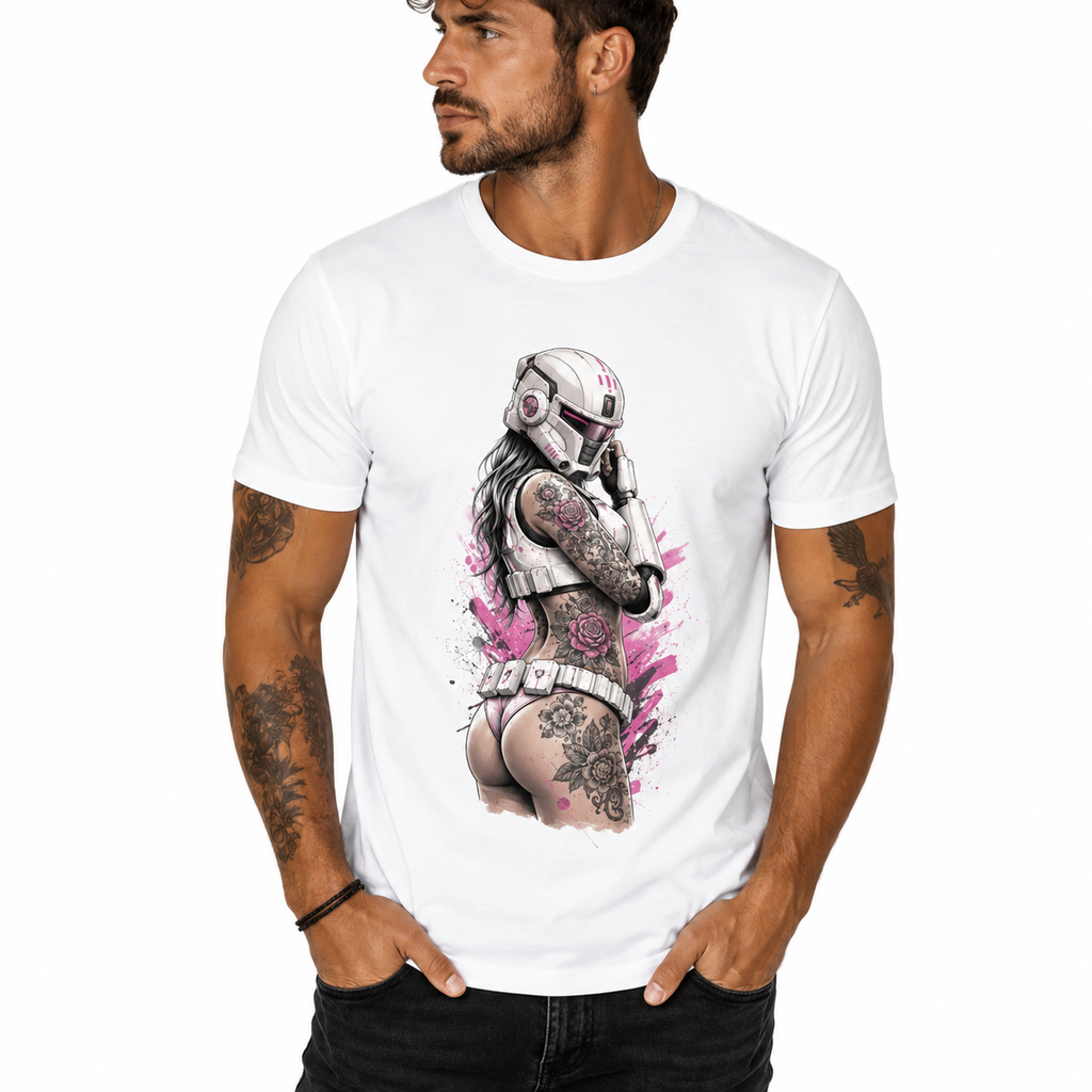 T-shirt homme Soldate Futuriste Tattoo : pin-up galactique futuriste style tatouage sci-fi