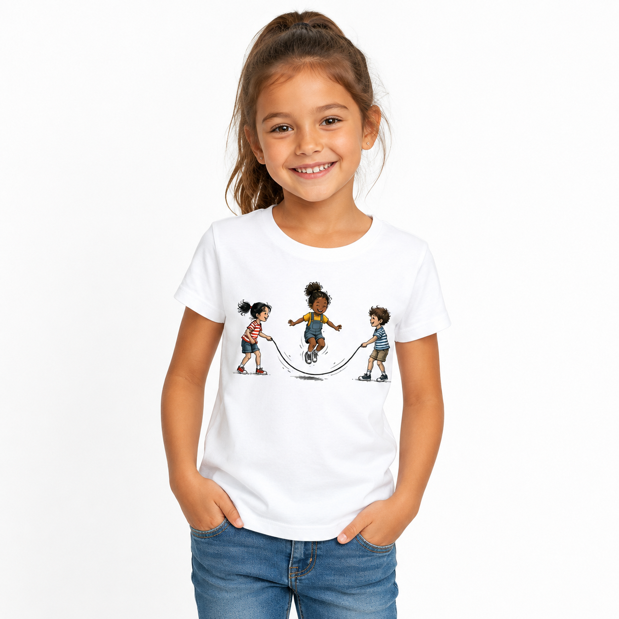 T-shirt enfant Corde à Sauter : fillette sautant à la corde, jeux d'enfance