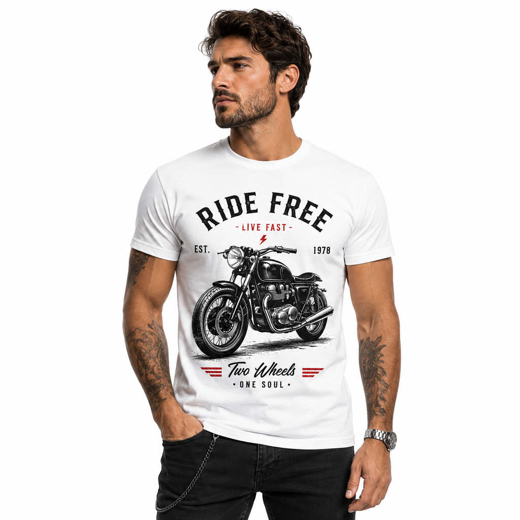 T-shirt homme Moto Café Racer Vintage : moto café racer vintage, Ride Free Live Fast