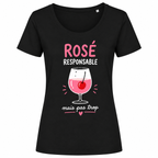 T-shirt noir Rosé Responsable : détail du motif Rosé Responsable