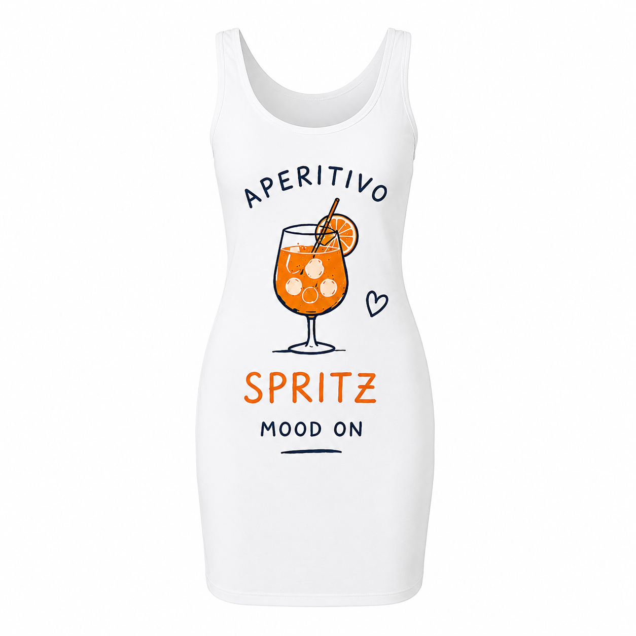 Robe débardeur femme Aperitivo Spritz : détail du verre de spritz et du lettrage