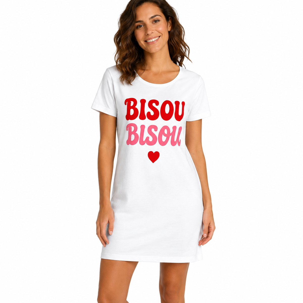 Robe Bisou Bisou, robe t-shirt femme imprimée en France