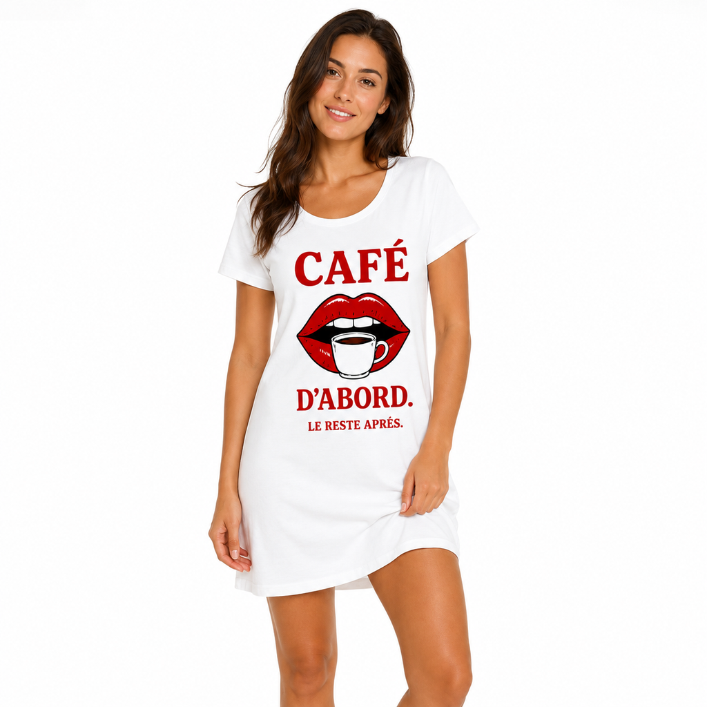 Robe Café d'Abord, robe t-shirt femme imprimée en France