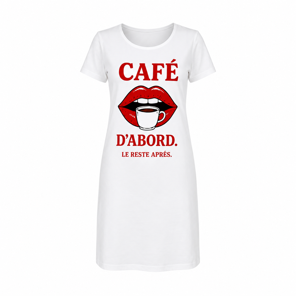 Robe Café d'Abord, robe t-shirt femme imprimée en France — autre vue