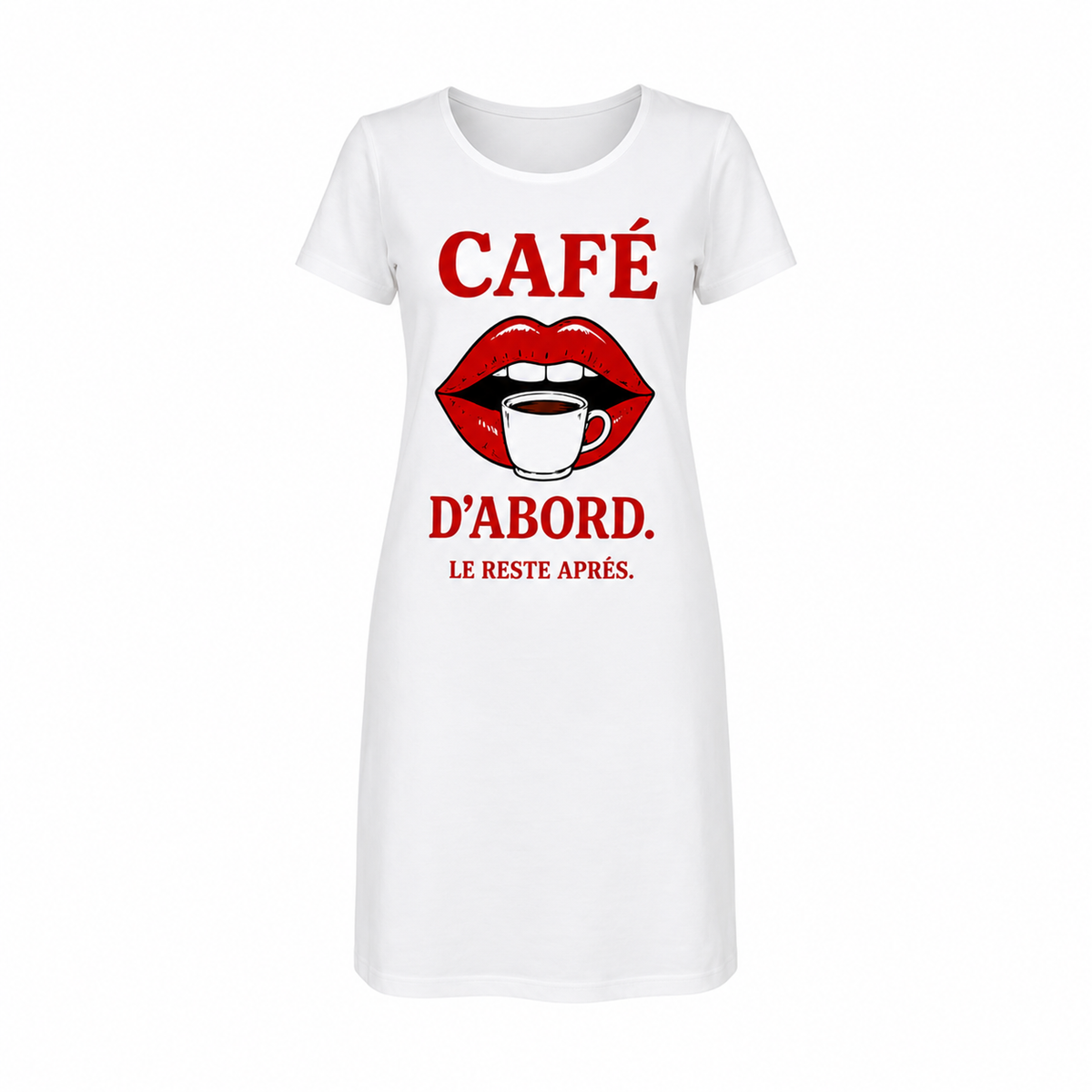 Robe Café d'Abord, robe t-shirt femme imprimée en France — autre vue
