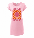 Robe femme Le Soleil : détail du soleil rétro seventies orange et rose
