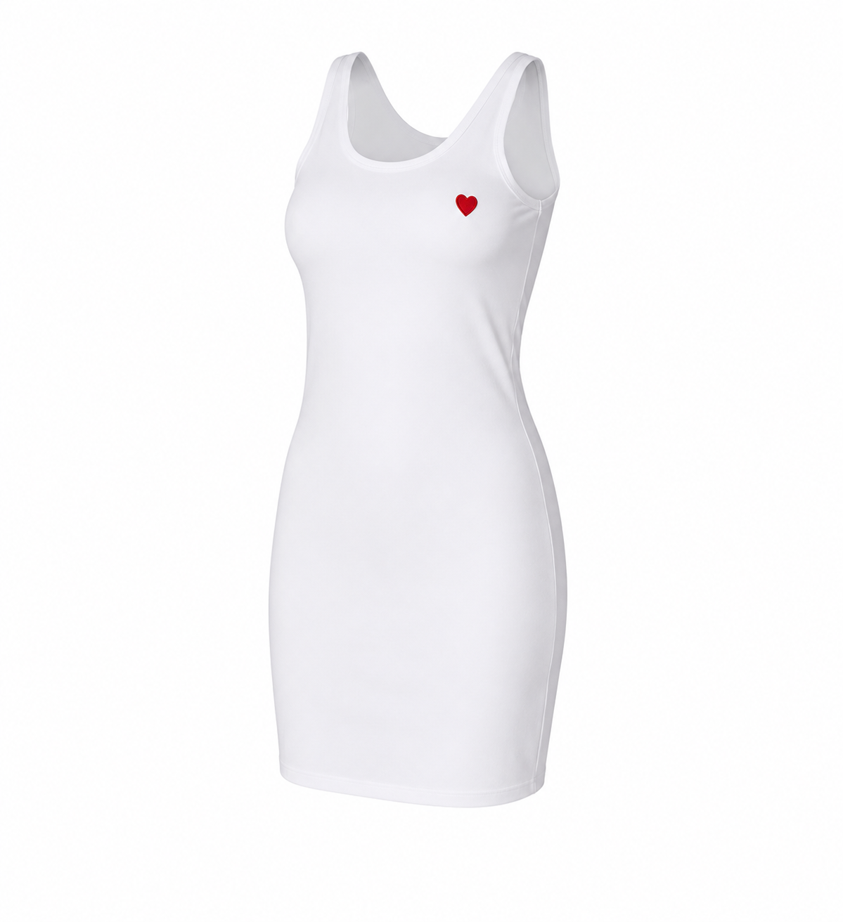 Robe débardeur femme Petit Cœur : détail du petit cœur rouge épuré