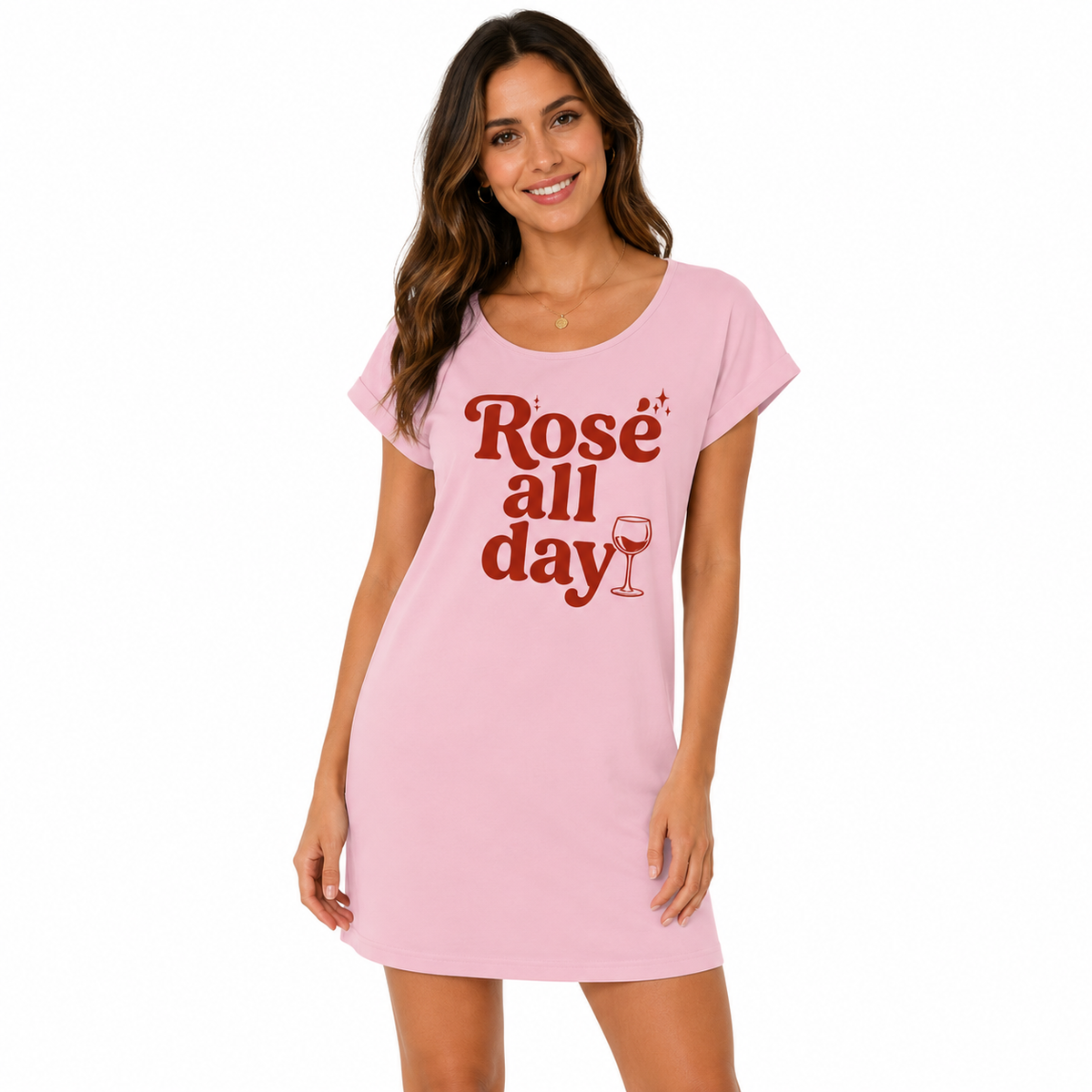 Robe Rosé All Day, robe t-shirt femme imprimée en France