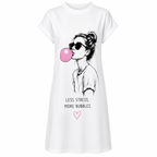 Robe t-shirt femme Bubble Gum : détail de la bulle de chewing-gum rose
