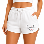 Short femme Smile : jogging rétro en coton recyclé avec motif smiley marguerite