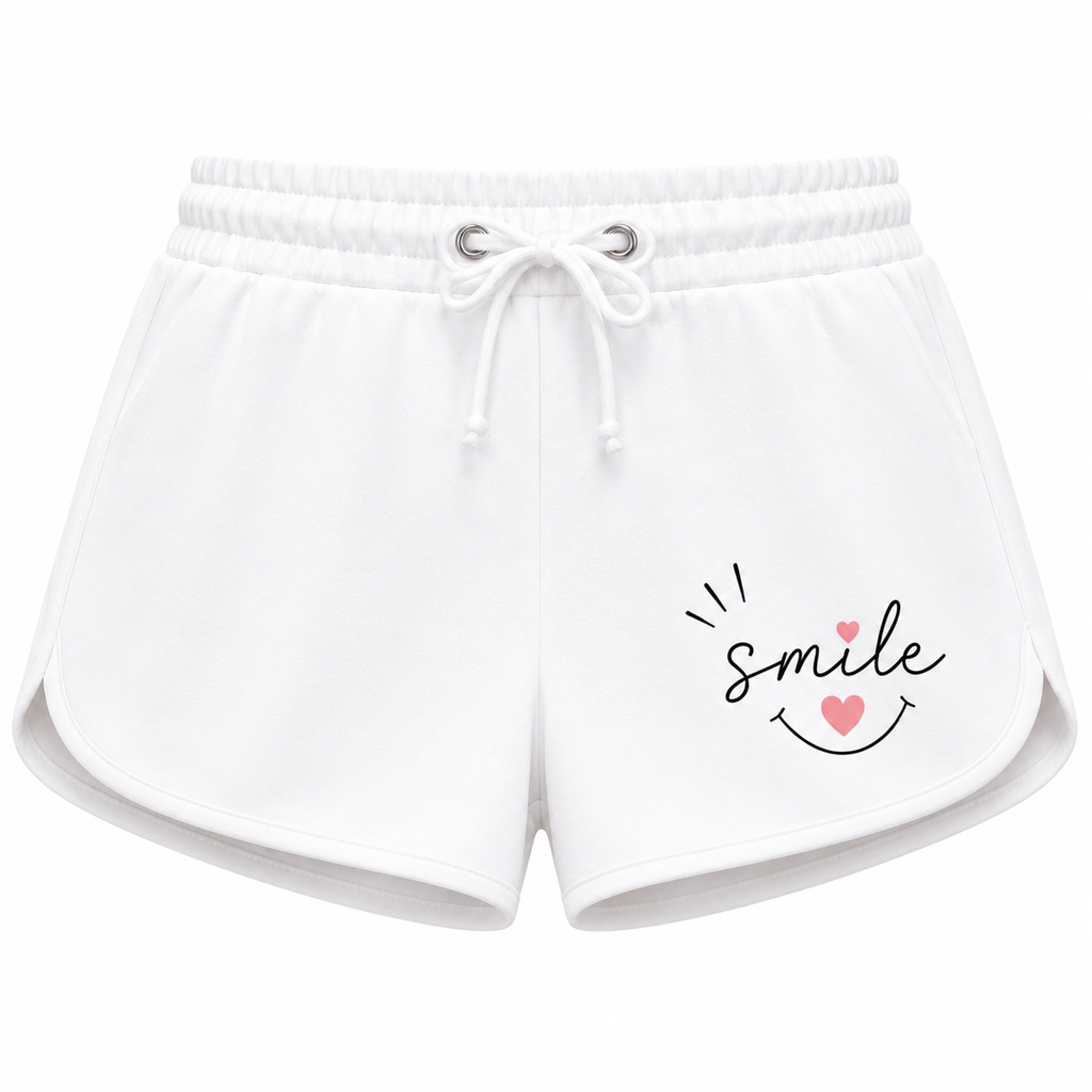 Short femme Smile : vue du motif smiley marguerite sur le short rétro
