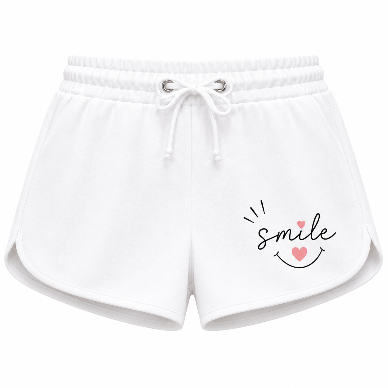 Short femme Smile : vue du motif smiley marguerite sur le short rétro