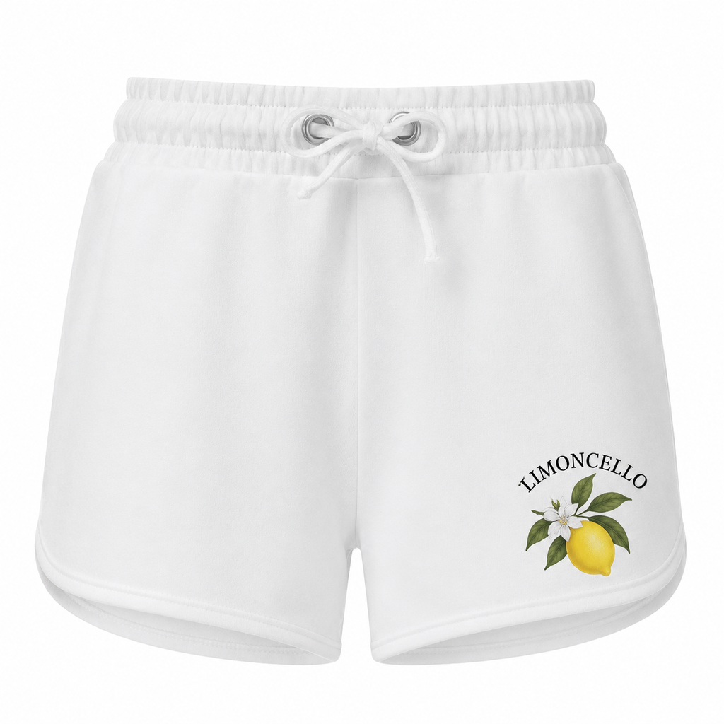 Short femme Limoncello : détail des citrons et de la taille élastiquée