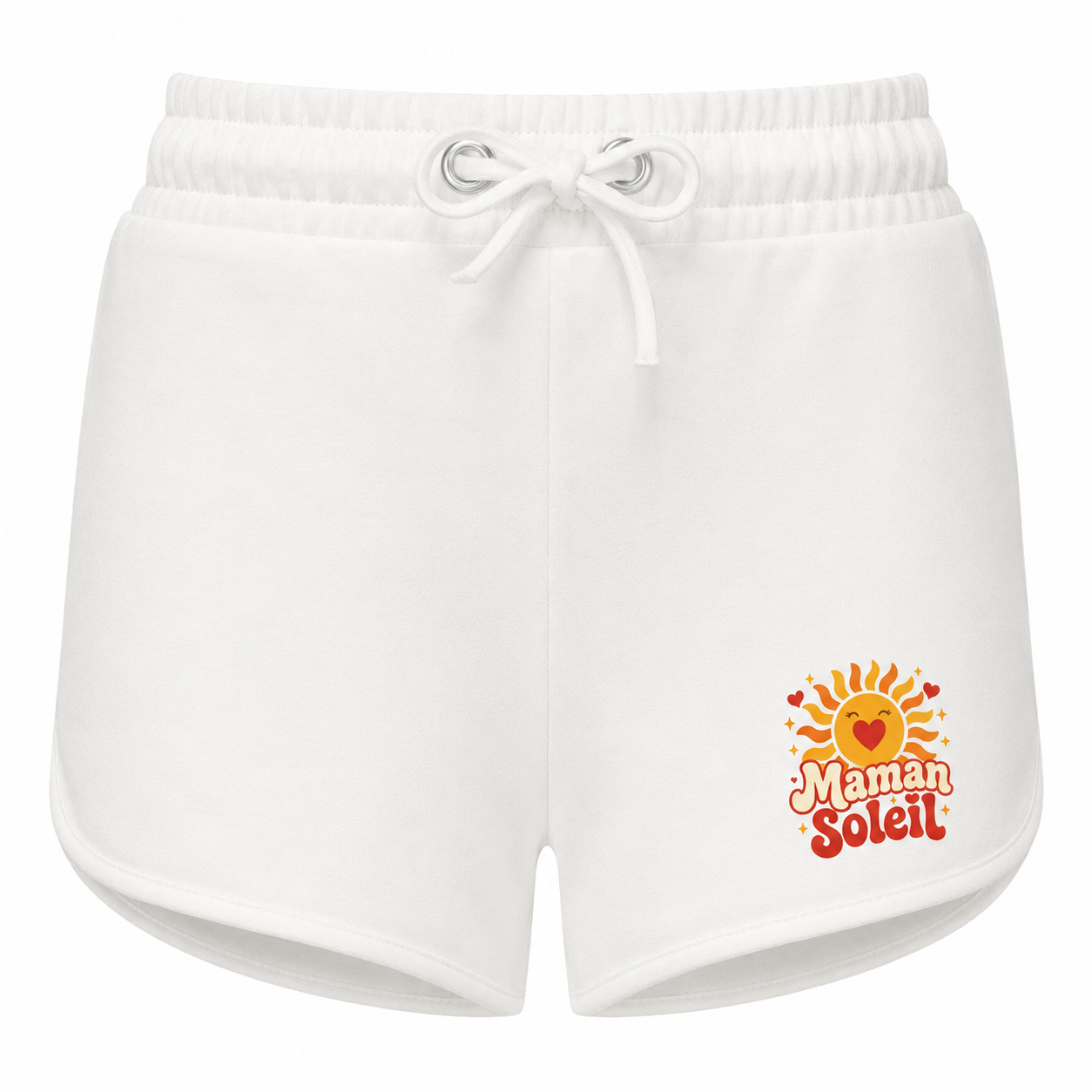 Short Maman Soleil : vue de face du short et du motif soleil