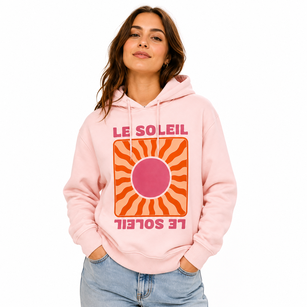 Sweat à Capuche Le Soleil, sweat à capuche femme imprimé en France
