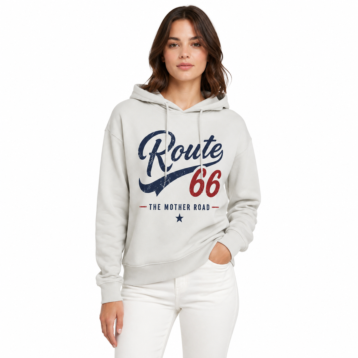 Sweat à Capuche Route 66, sweat à capuche femme imprimé en France — autre vue