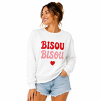 Sweat Bisou Bisou : bouche et slogan Bisou Bisou