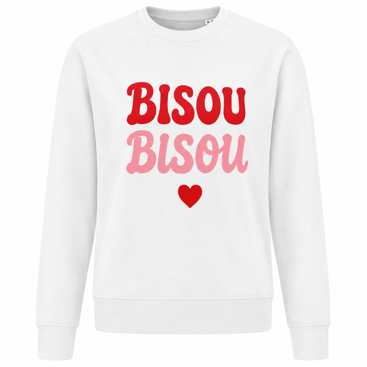 Sweat Bisou Bisou : détail du motif Bisou Bisou