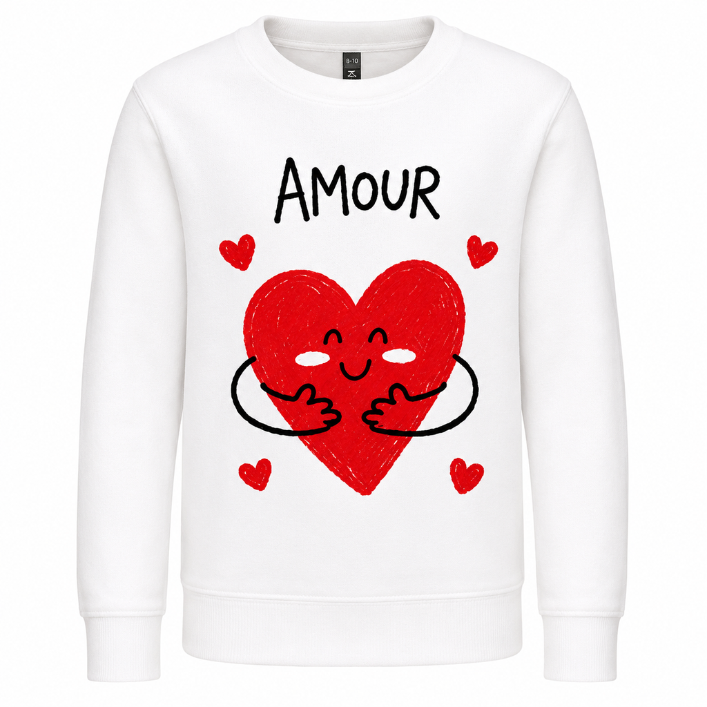 Sweat Enfant Amour Cœur Câlin, sweat enfant imprimé en France — autre vue