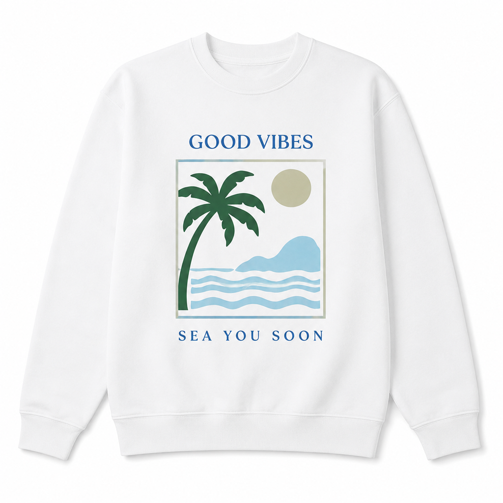 Sweat Enfant Good Vibes Sea You Soon, sweat enfant imprimé en France — autre vue