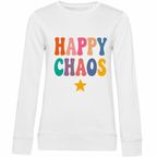 Sweat Happy Chaos : détail du slogan Happy Chaos