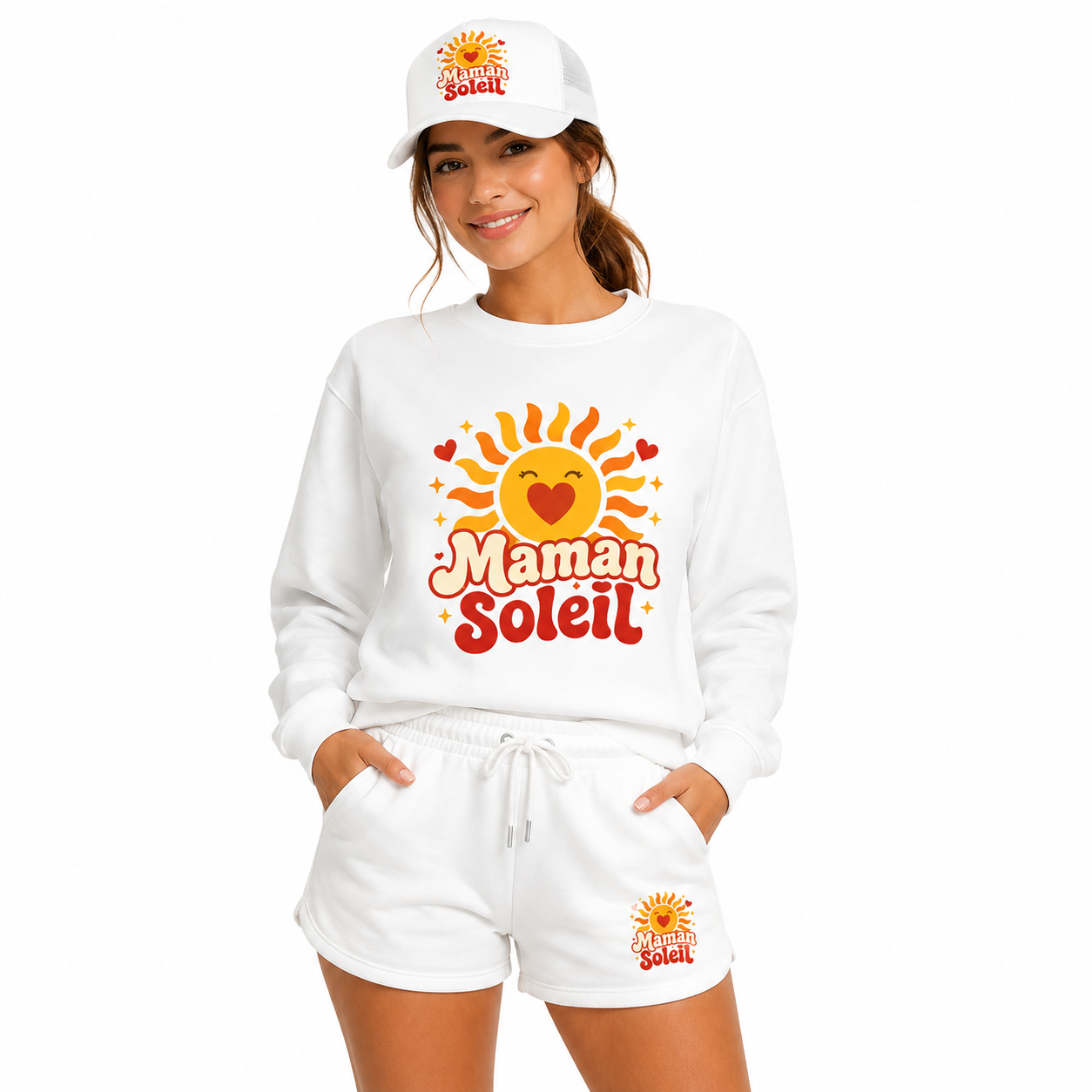 Sweat Maman Soleil : visuel porté du sweat Maman Soleil