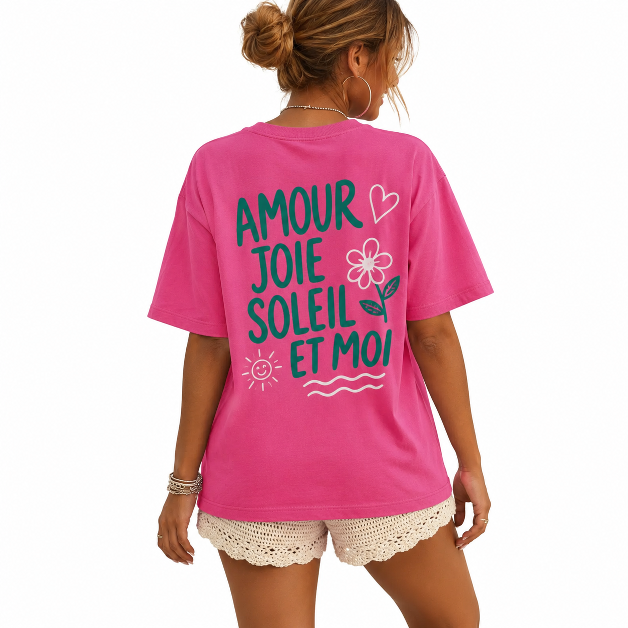 T-shirt Amour Joie Soleil et Moi : slogan solaire Amour Joie Soleil et Moi