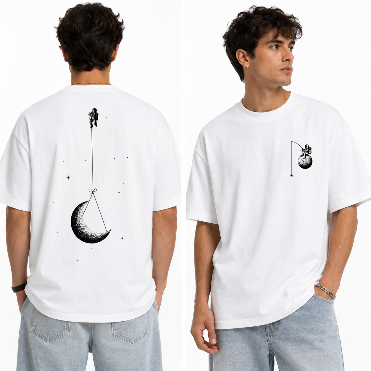 T-shirt Astronaute : visuel astronaute et lune, design Objectif Lune