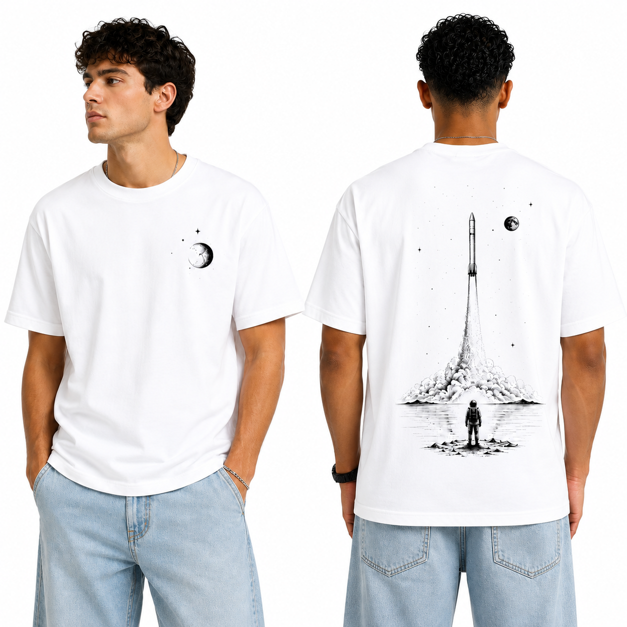 T-shirt Astronaute : détail de l'illustration spatiale