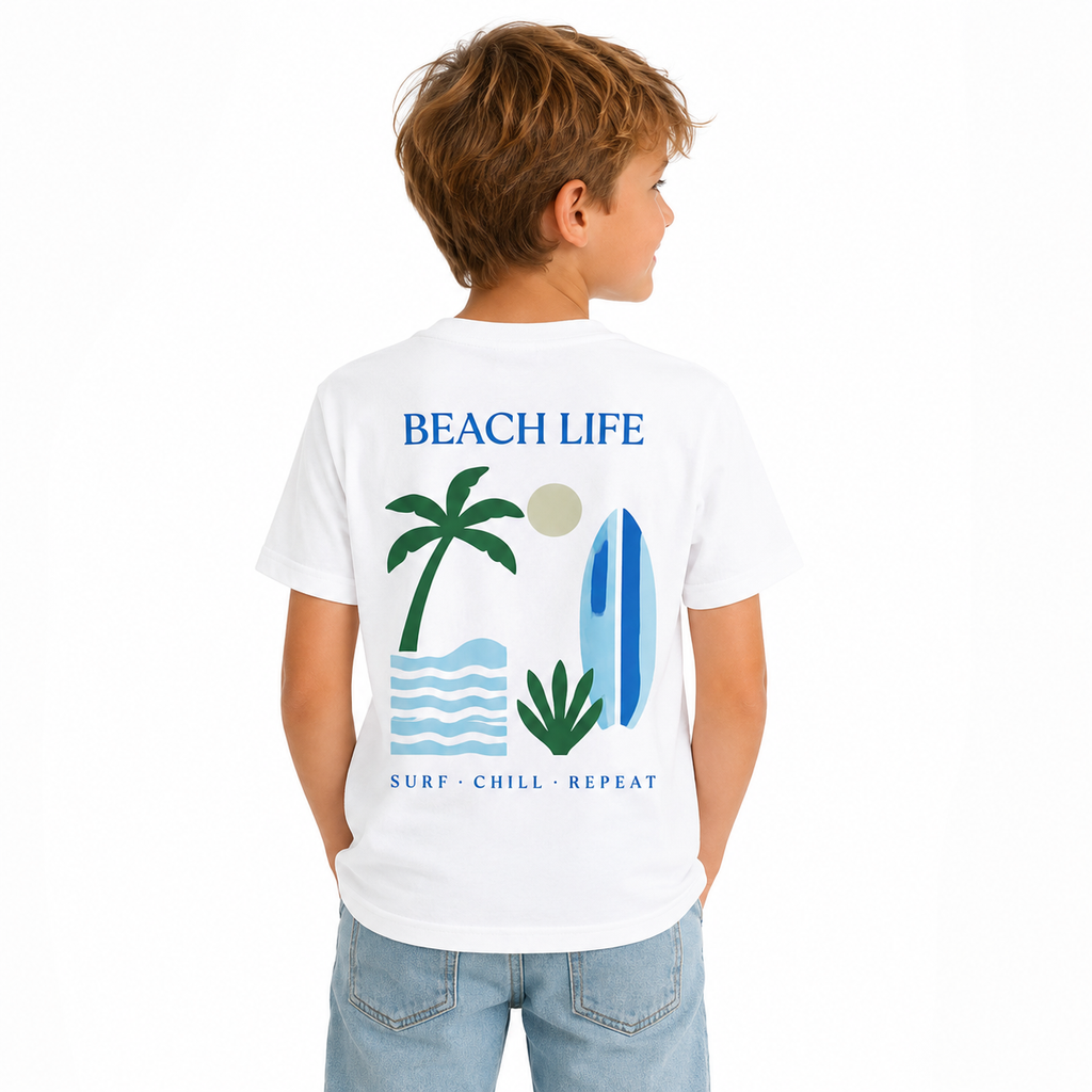 T-shirt Beach Life Surf Chill Repeat, t-shirt femme imprimé en France