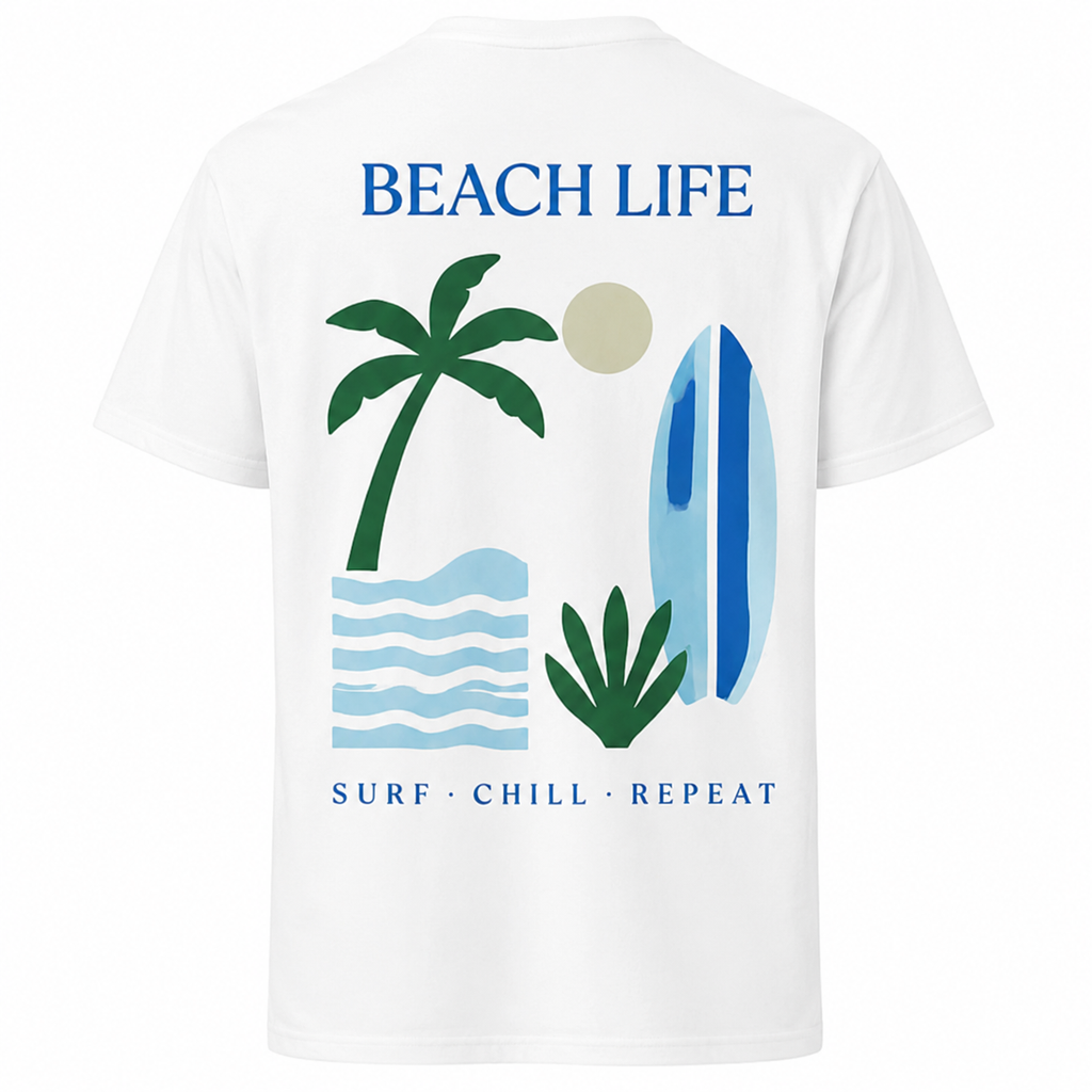 T-shirt Beach Life Surf Chill Repeat, t-shirt femme imprimé en France — vue complémentaire 3