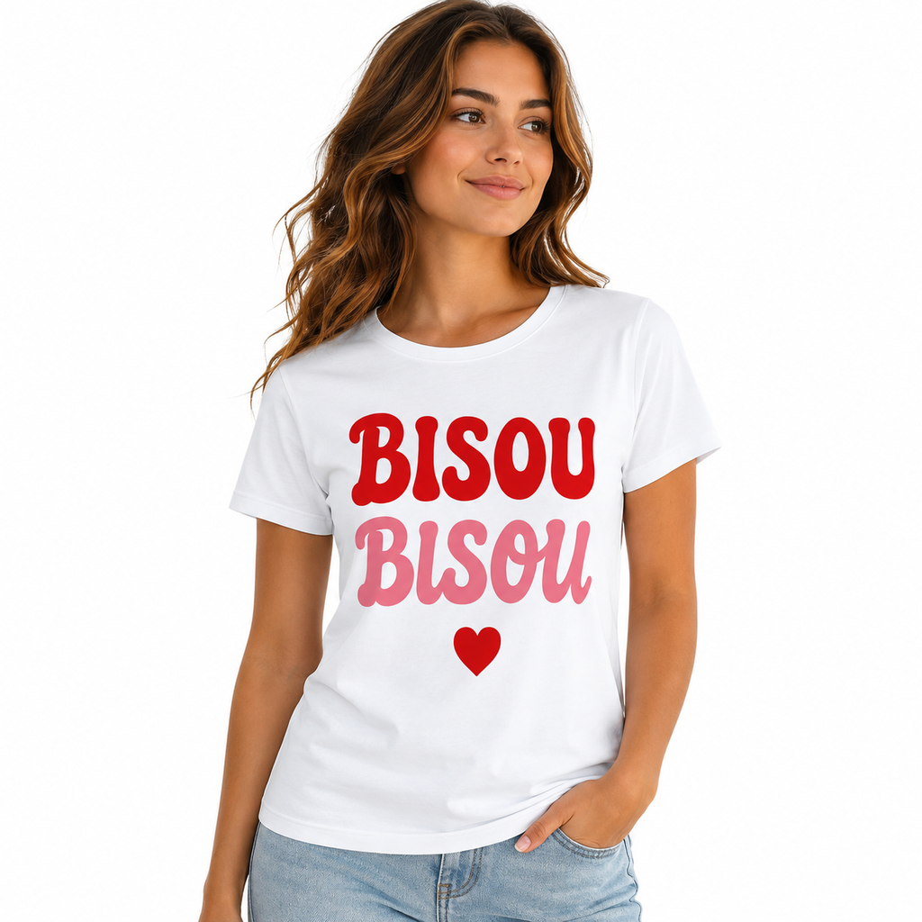 T-shirt Bisou Bisou, t-shirt femme imprimé en France