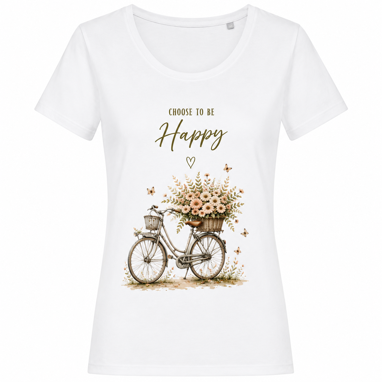 T-shirt Choose to be Happy : détail du slogan positif
