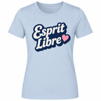 T-shirt femme Esprit Libre, coton bleu ciel imprimé en France — autre vue