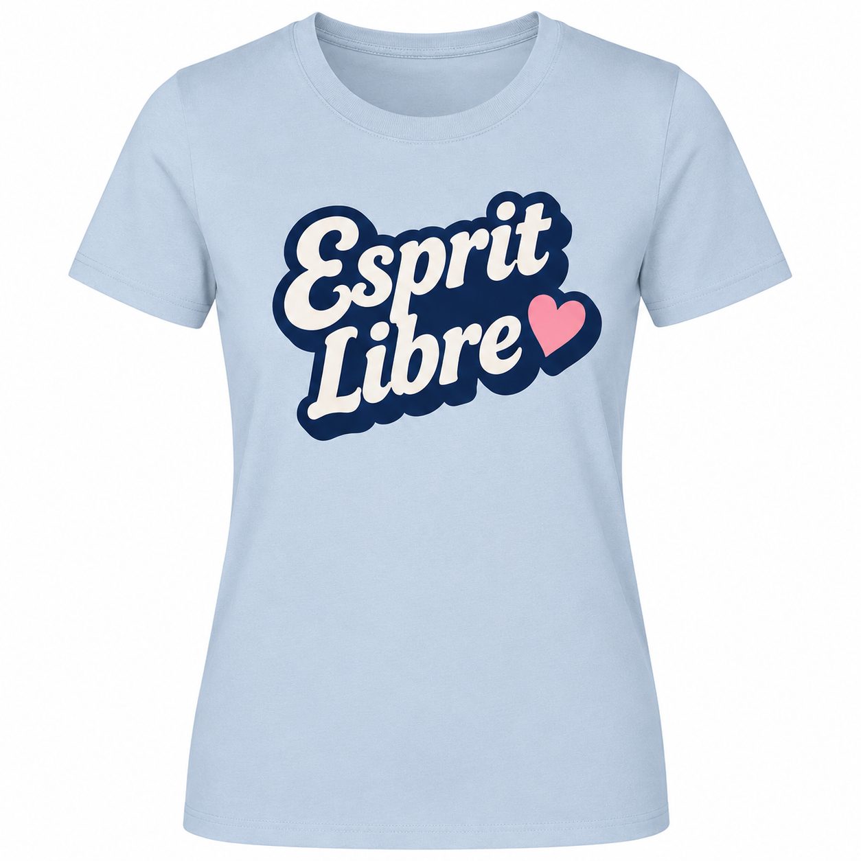 T-shirt femme Esprit Libre, coton bleu ciel imprimé en France — autre vue