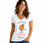 T-shirt femme Aperitivo Spritz : verre de spritz et slogan Aperitivo Mood On