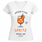 T-shirt femme Aperitivo Spritz : détail du verre de spritz orange