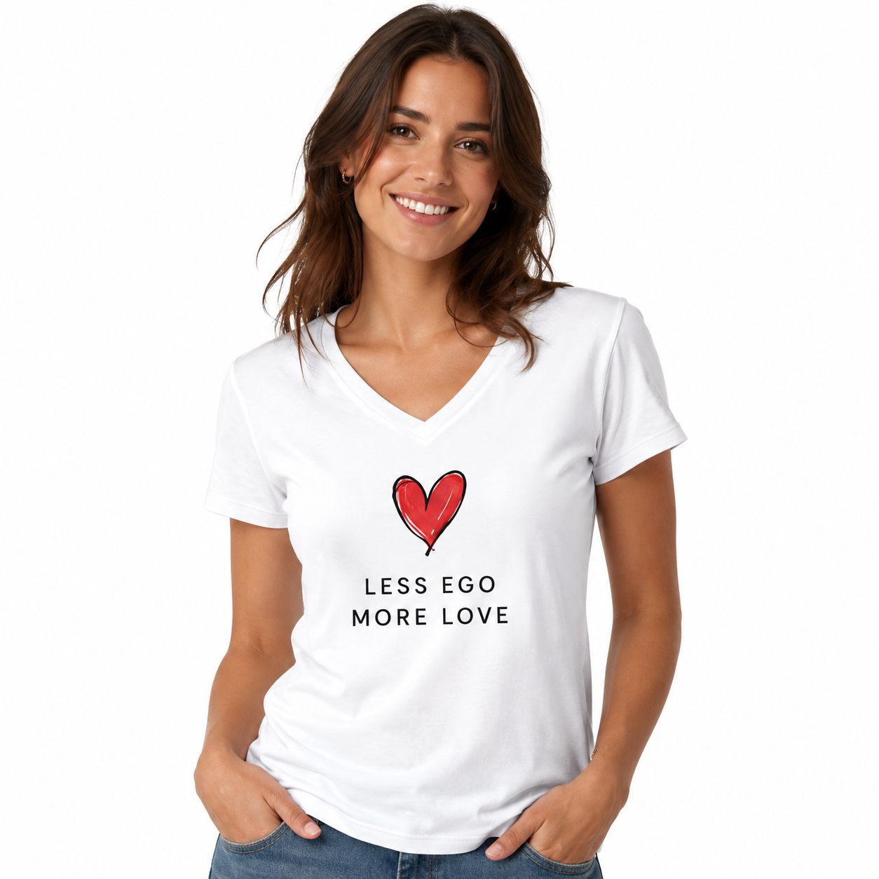 T-shirt femme Less Ego More Love : cœur et slogan Less Ego More Love
