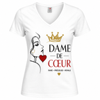 T-shirt femme Dame de Cœur : détail du motif dame de cœur royale