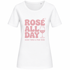 T-shirt femme Rosé All Day : détail du verre de rosé et du slogan